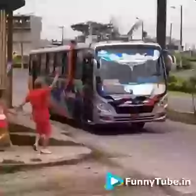 Funny Bus Stop Fail Whatsapp GIF