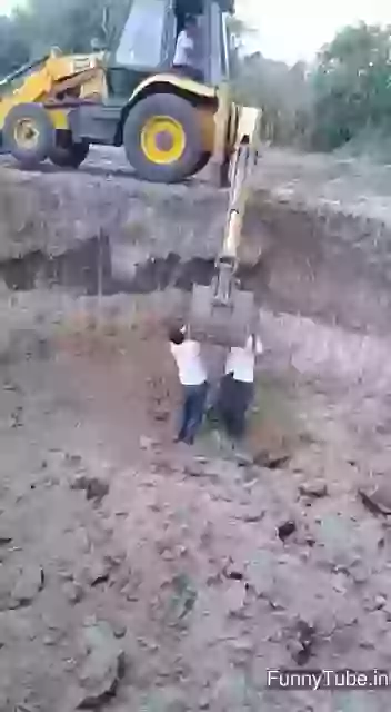 Funny Indian Video JCB Stunt fail