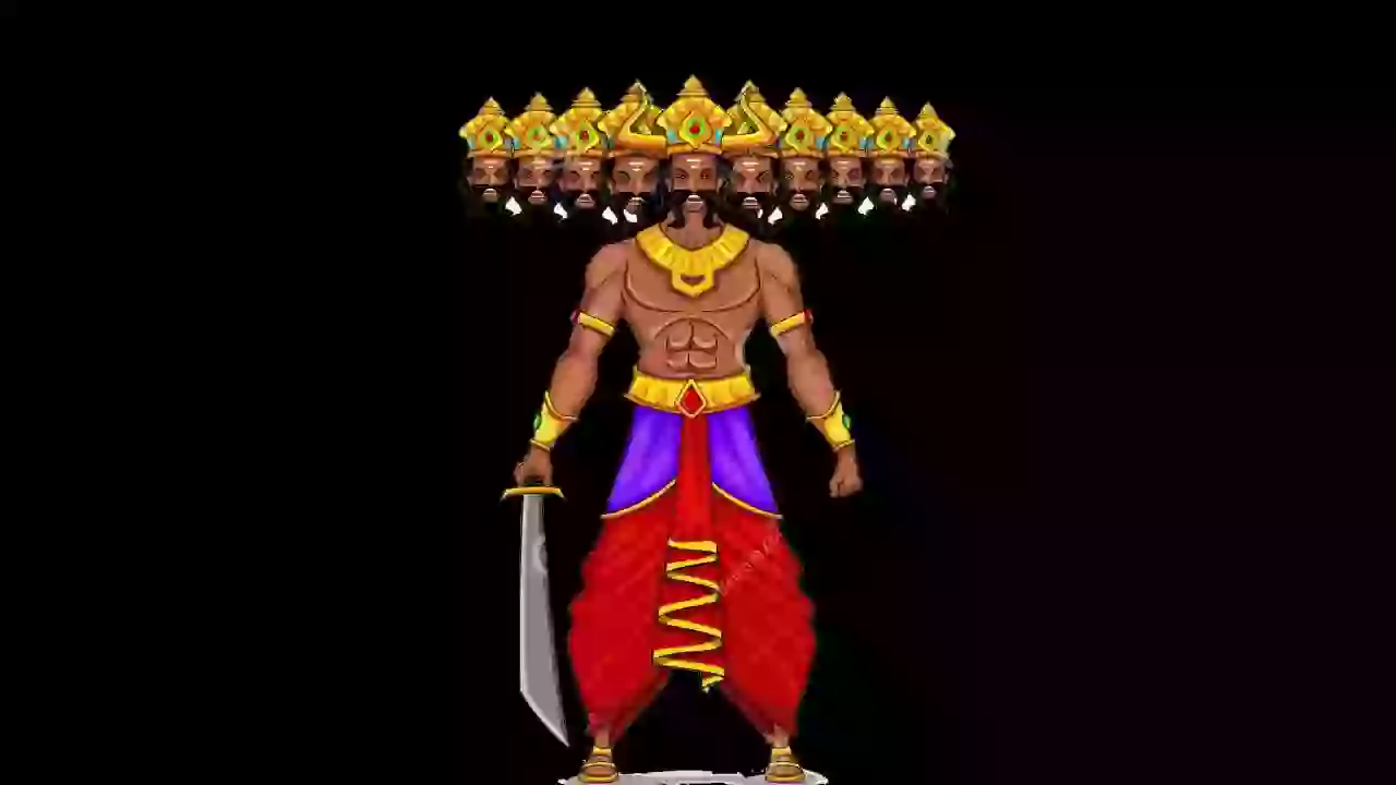 Happy Dussehra GIF Ravana Explosion 3D Text