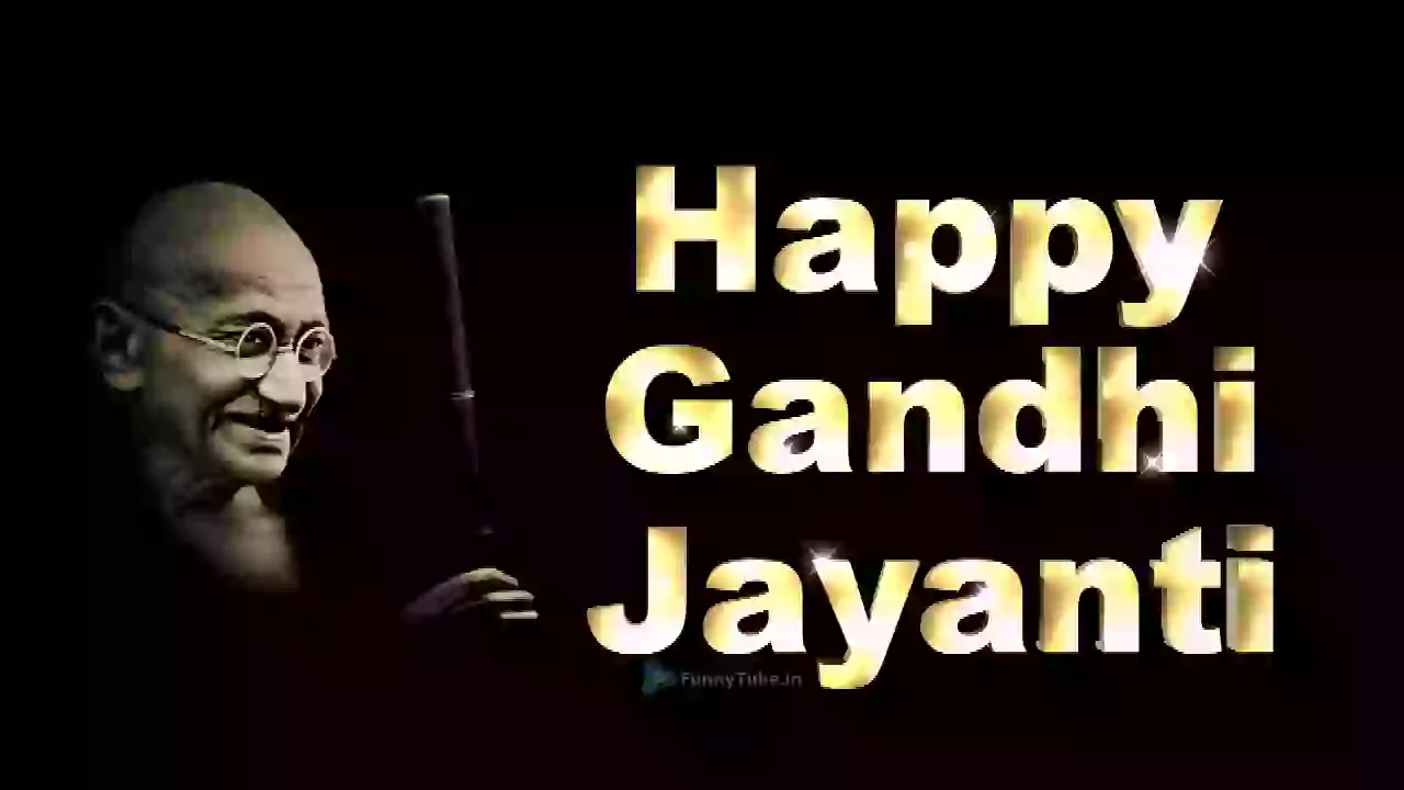 Happy Gandhi Jayanti Animated Text GIF Video