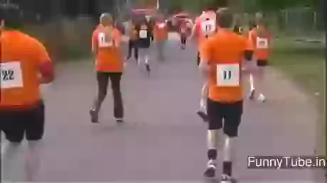 Its Reversed gif of people running backwards