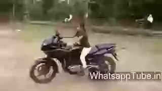 Very Little Indian Girl Driving Bike